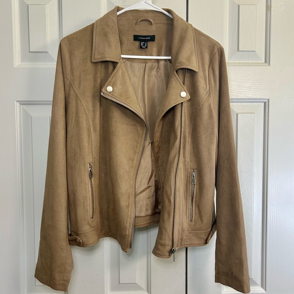 Atmosphere Tan Long Sleeve Moto Jacket Size 10